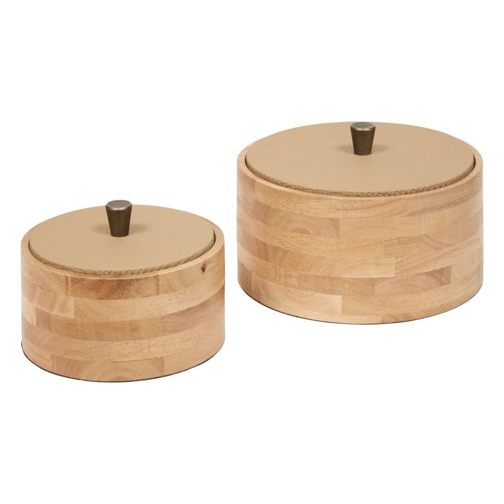 Lot de 2 boîtes déco rondes bonie beige