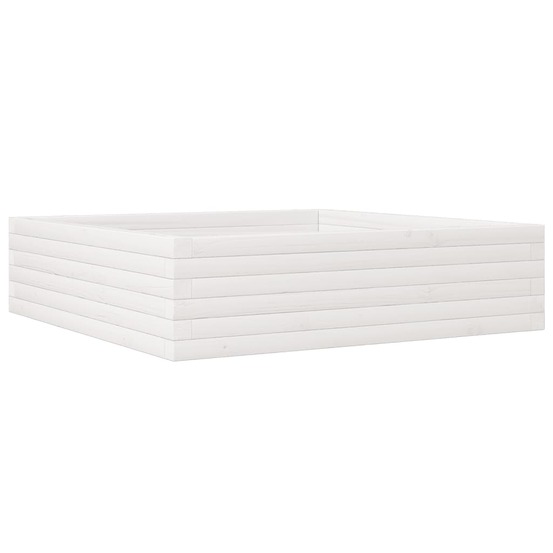 Jardinière bac lit surélevé plantes fleurs terrasse jardin 90 x 90 x 23 cm bois de pin massif blanc