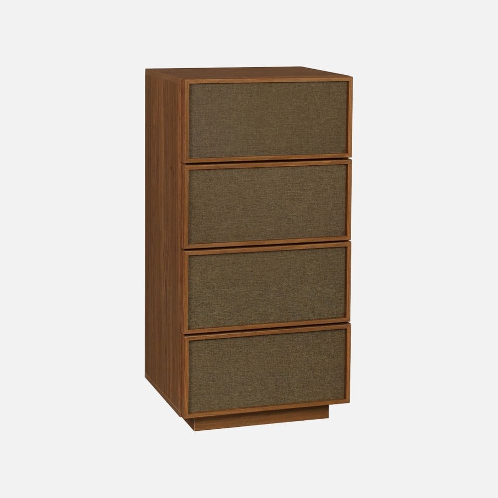Chiffonnier décor bois et tissu 4 tiroirs - kuba