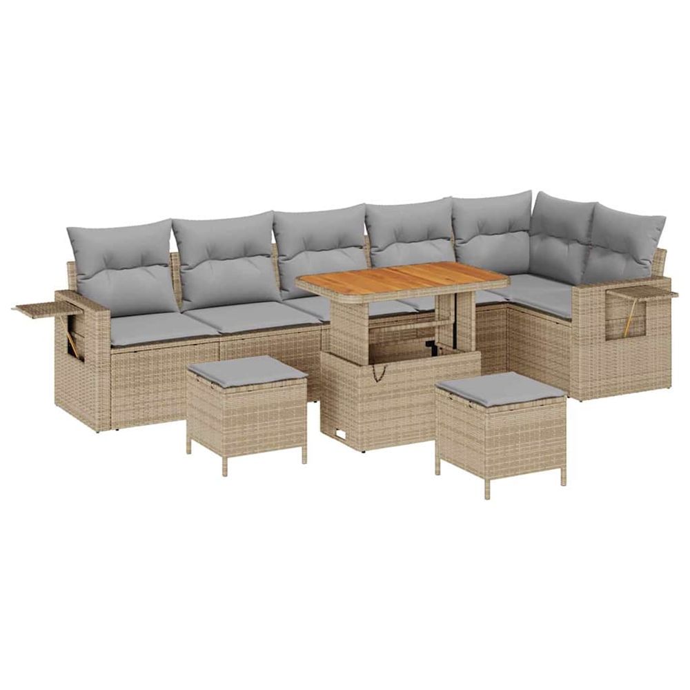Ensemble de canapé de jardin 11 pc beige et gris clair