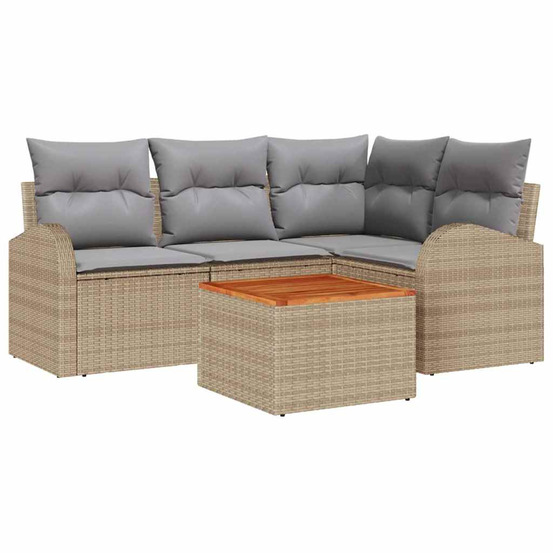 Ensemble de canapé de jardin 5 pcs beige et gris clair