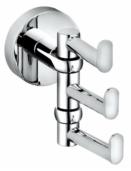 Patère triple rotative omega laiton chromé 9,5x5,5x8,5cm