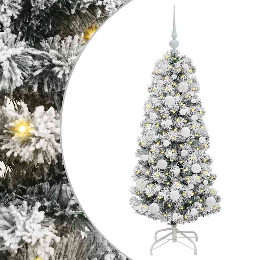 Sapin de noël artificiel à branches articulées vert et blanc
