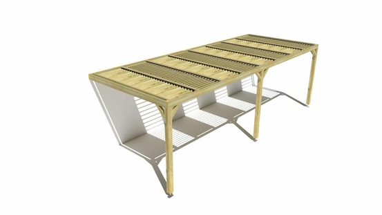 Pergola bois • 8m x 3m • adossée • sens profondeur • lames orientables bioclimatiques incluses • livraison comprise