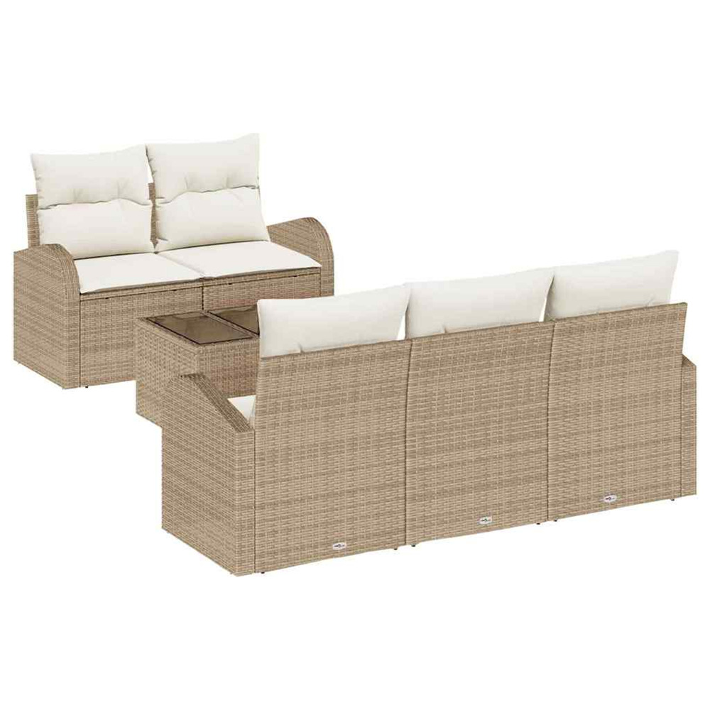 Ensemble de canapé de jardin 6 pcs beige et crème polyrotin