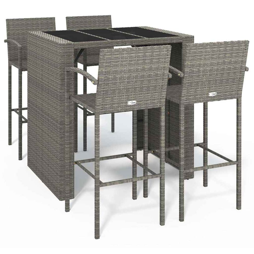 Ensemble de bar de jardin 5 pcs gris résine tressée