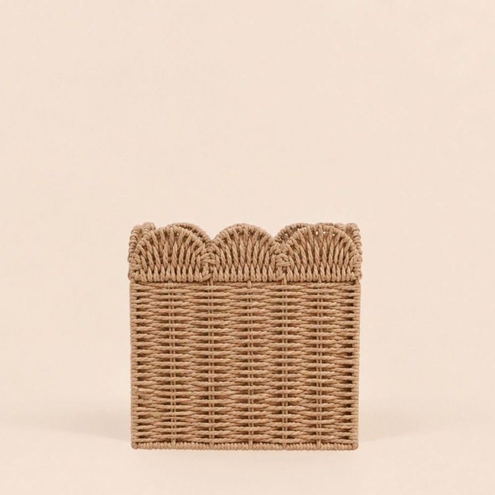 Panier carré en corde de papier festonné 25cm