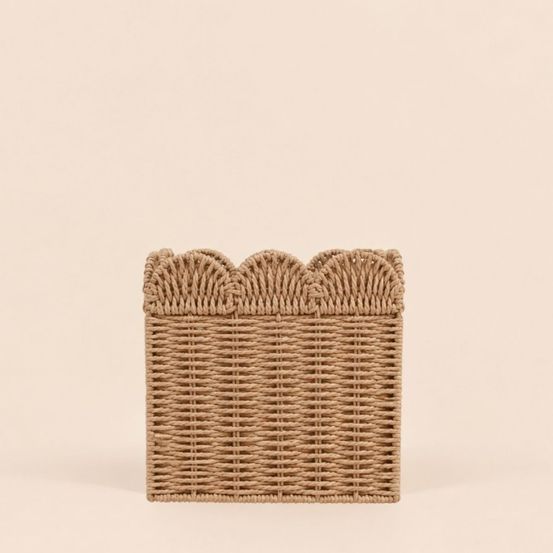 Panier carré en corde de papier festonné 25cm