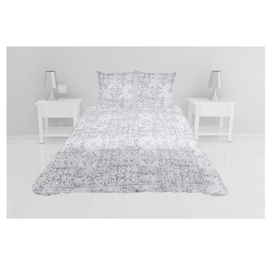 Couvre lit microfibre + taies 240 x 260 cm persan gris