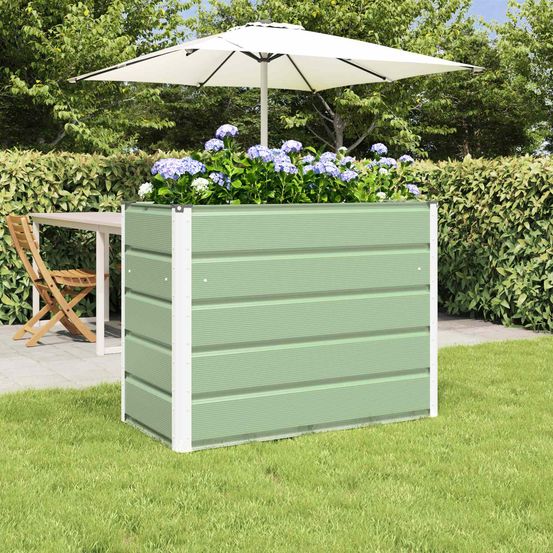 Jardinière surélevée acier galvanisé pour balcon et jardin 100x50x77 cm vert pastel