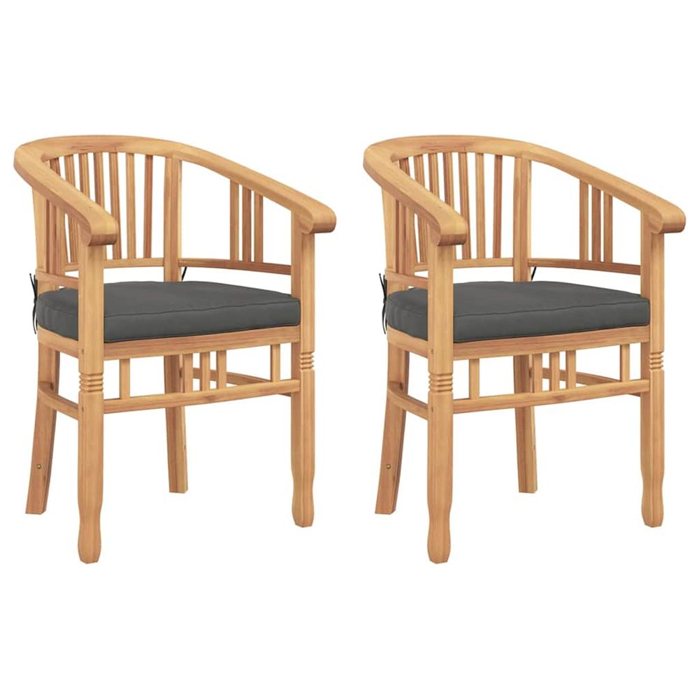 Chaise 2 pc marron bois de teck massif