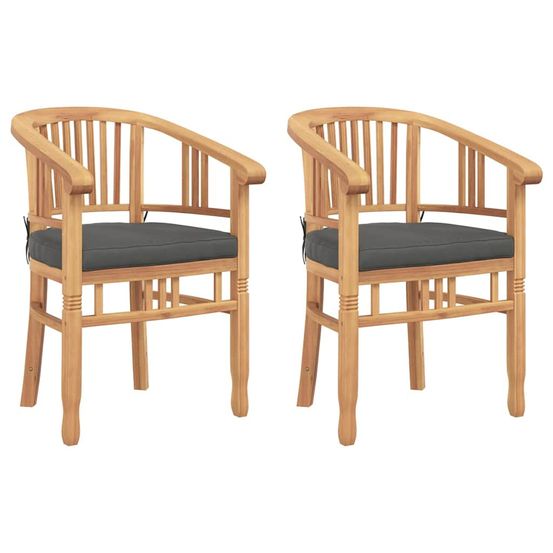 Chaise 2 pc marron bois de teck massif