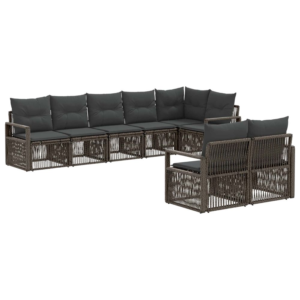 Ensemble de canapé de jardin 8 pc gris polyrotin