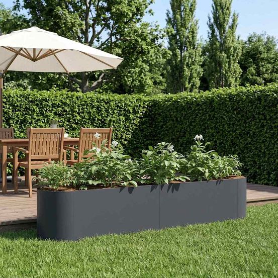Carré potager acier balcon légumes herbes base ouverte 200x40x40cm anthracite