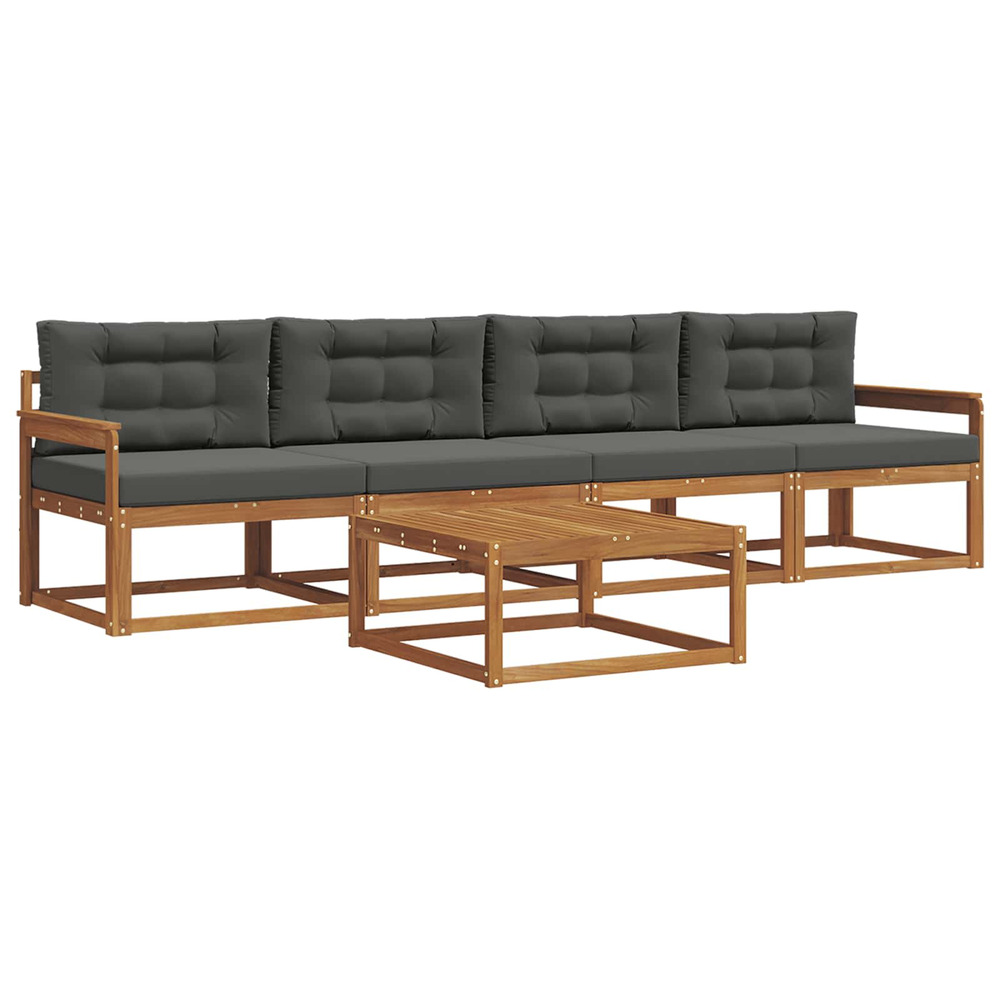 Ensemble de canapés d'extérieur 5 pcs naturel et anthracite