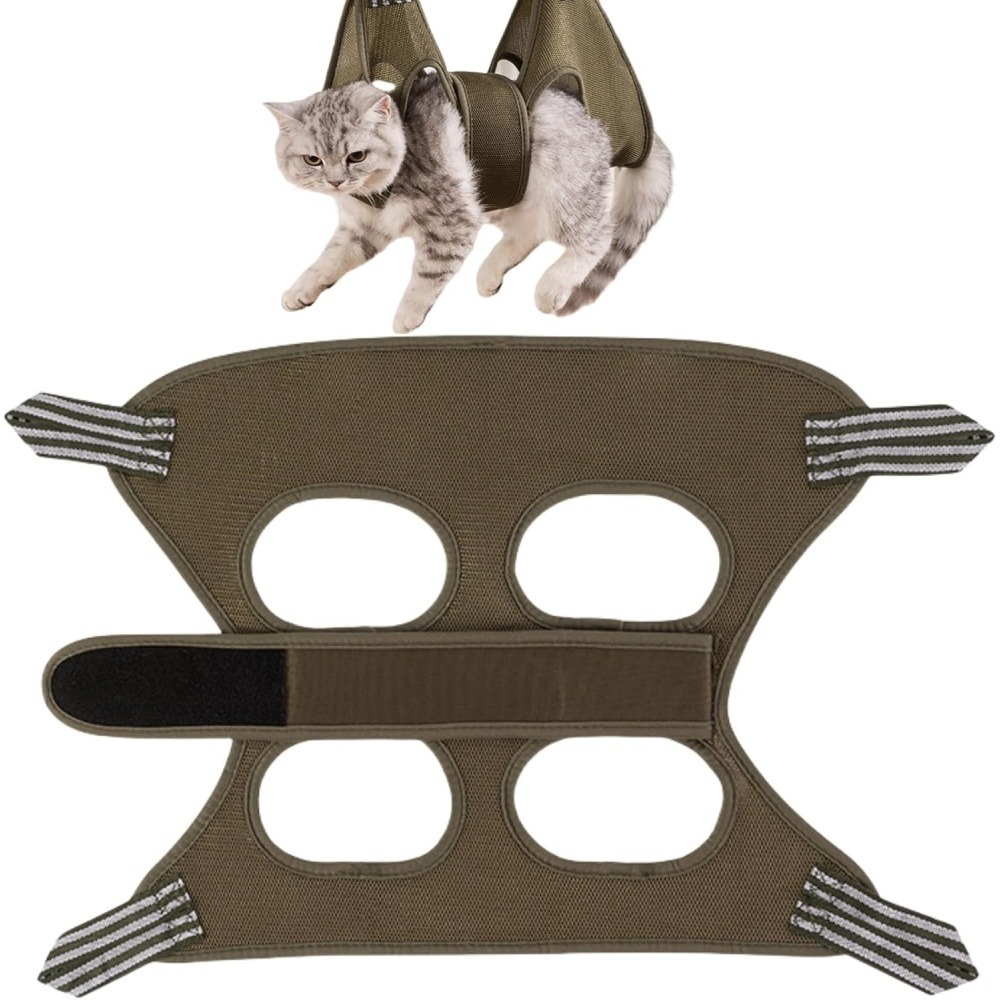 Hamac pour chat-toilettage pour animaux de compagnie-vert olive-empêcher l'évasion
