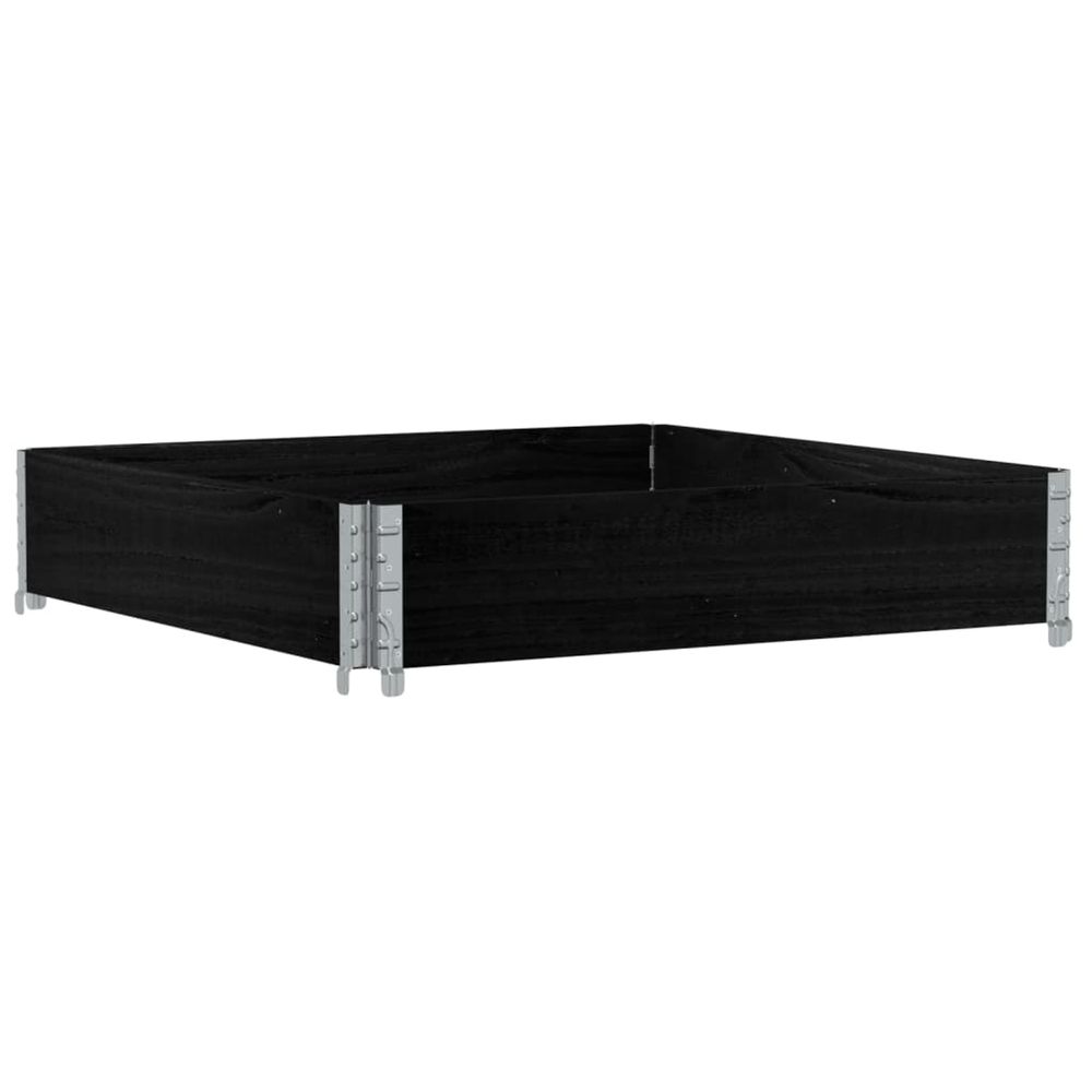 Collier de palette noir 100x100 cm bois de pin solide