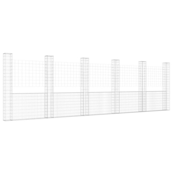 Panier de gabion en forme de u avec 6 poteaux fer 620x20x200 cm