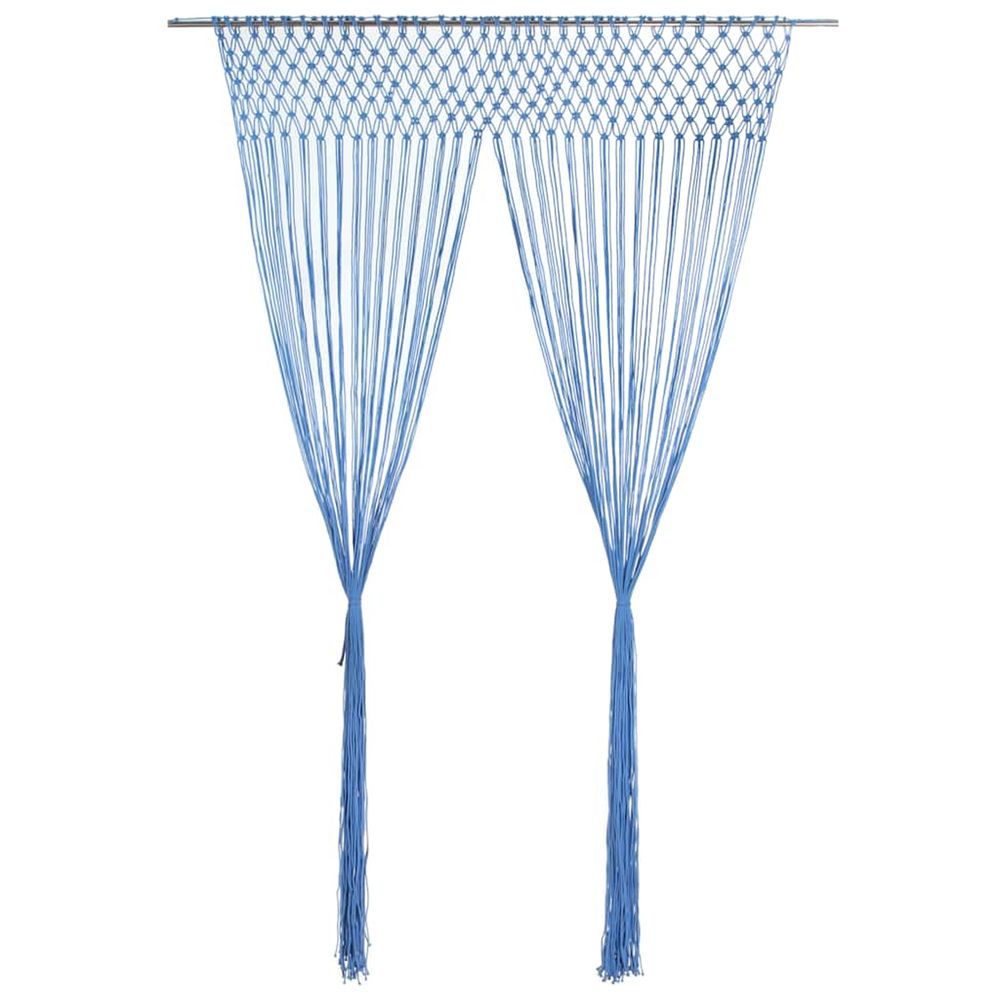 Rideau en macramé bleu 140x240 cm coton