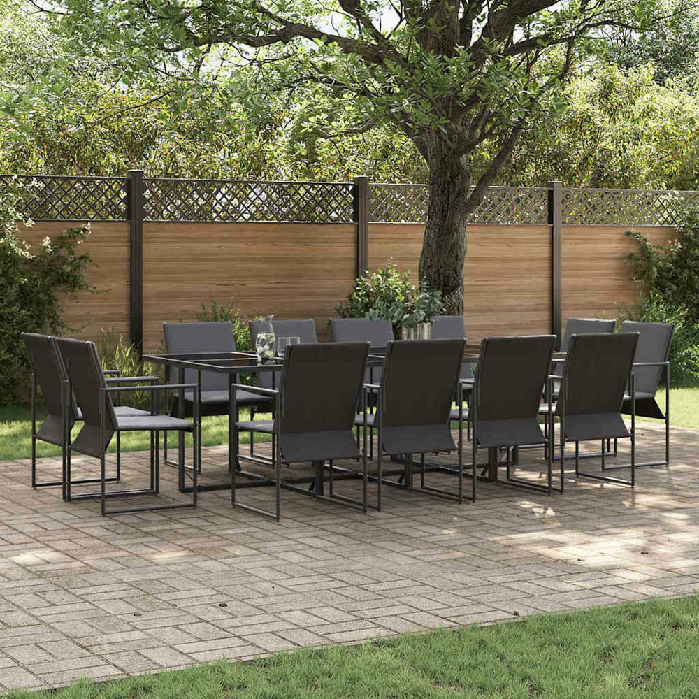 Ensemble de salle à manger pour jardin 13 pcs noir acier
