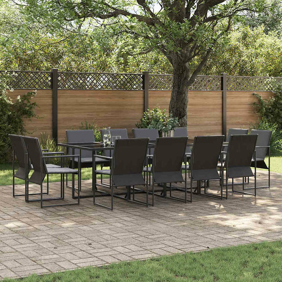 Ensemble de salle à manger pour jardin 13 pcs noir acier