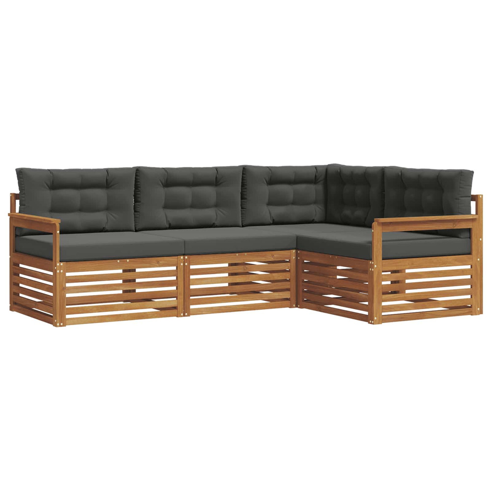 Ensemble de canapés d'extérieur 4 pcs naturel et anthracite