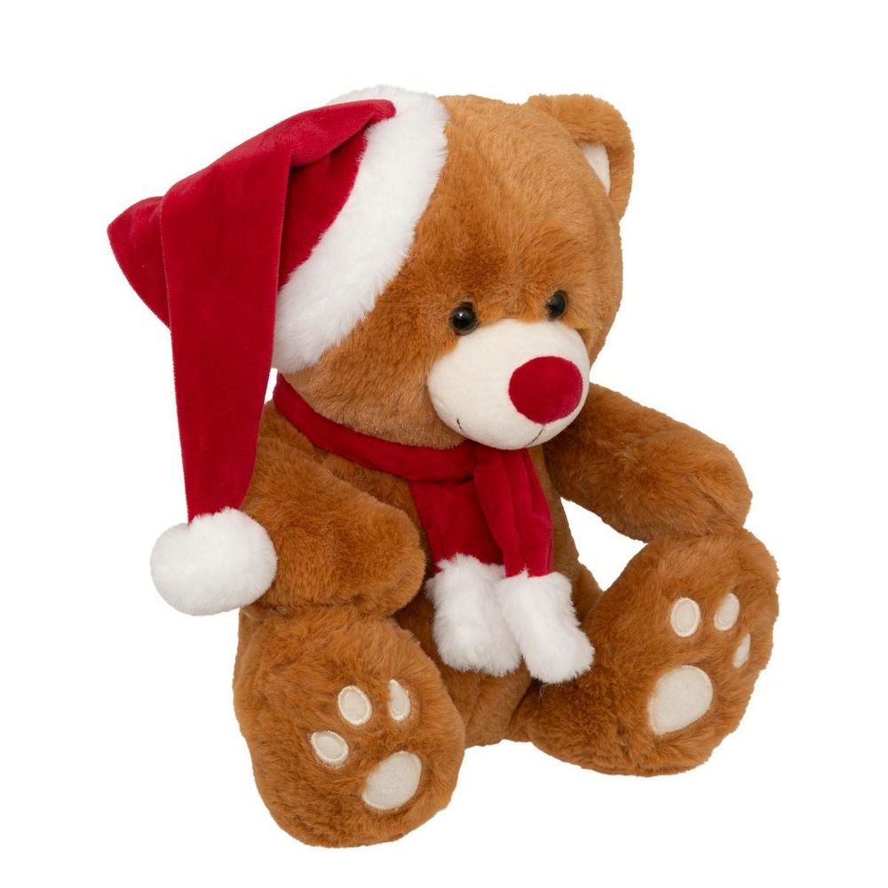 Peluche ours brun bonnet 25cm