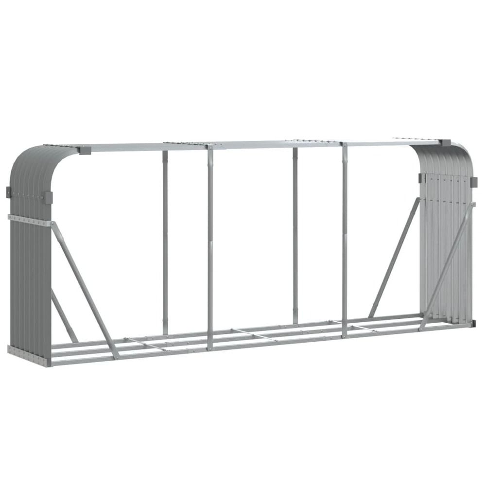 Porte-bûches gris clair 234x45x100 cm acier galvanisé