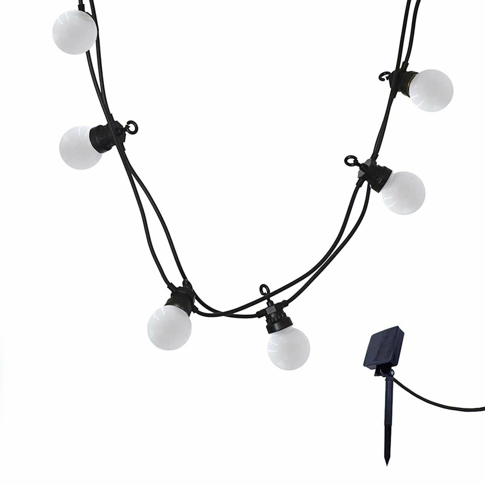 Guirlande solaire 10 globes party blanc plastique 5.7m