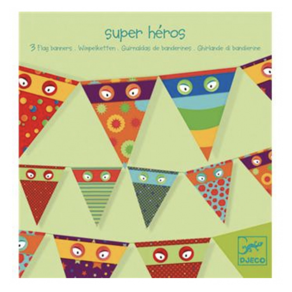 3 guirlandes de fanions super heros