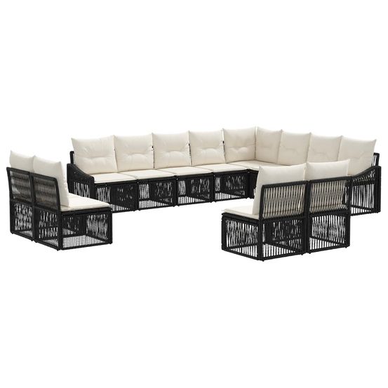 Ensemble de canapé de jardin 12 pc noir polyrotin