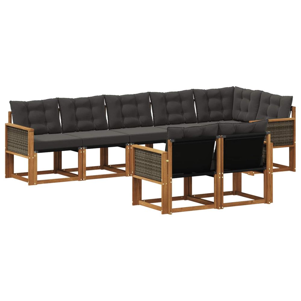 Ensemble de canapés d'extérieur 8 pc naturel et noir