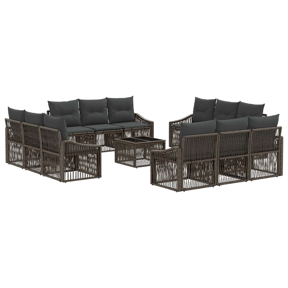 Ensemble de canapé de jardin 13 pc gris polyrotin