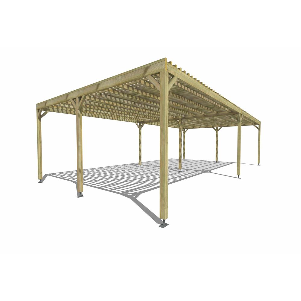 Pergola bois • 10m x 5m • indépendante • sens largeur • lattage bois • livraison comprise