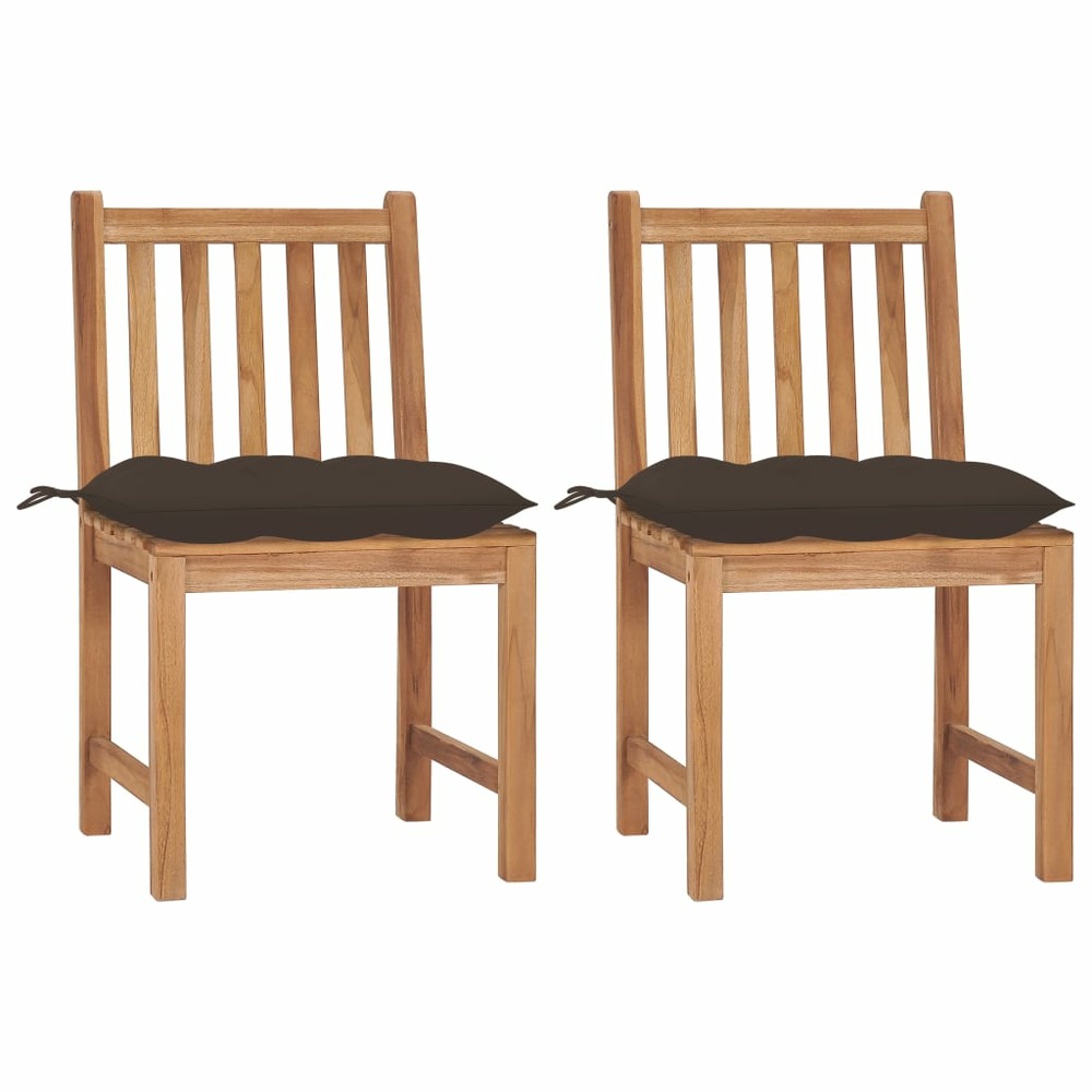 Chaises de jardin lot de 2 avec coussins bois de teck massif