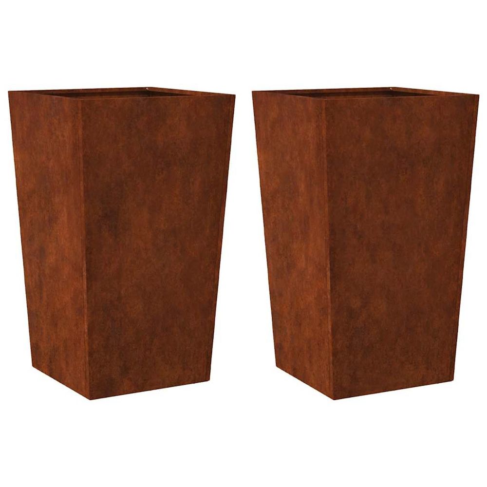 Jardinière d'extérieurs 2 pcs 45x45x75 cm acier résistant aux intempéries