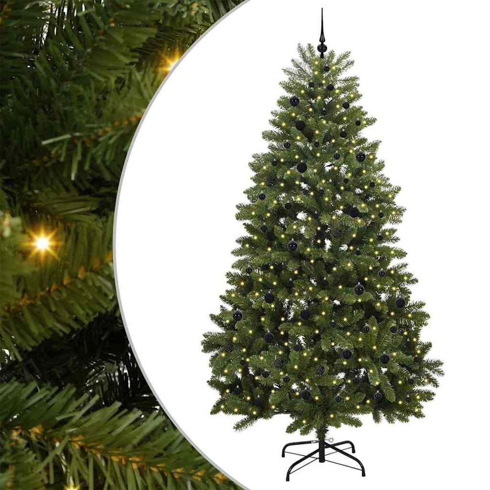 Sapin de noël artificiel avec 300 led vert 270 cm pvc et métal