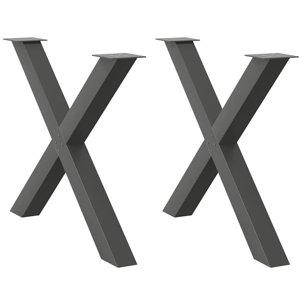 Pieds de table à manger en forme de x 2 pièces anthracite 90 x (72-73) cm acier