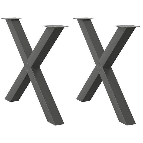 Pieds de table à manger en forme de x 2 pièces anthracite 90 x (72-73) cm acier