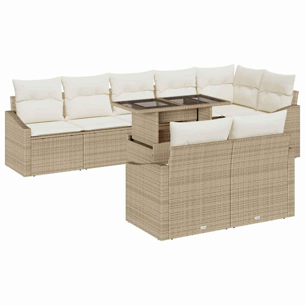 Ensemble de canapé de jardin avec coussin 9 pcs beige et crème