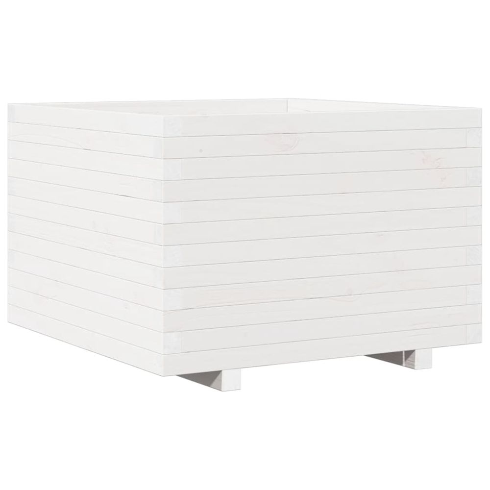 Jardinière d'extérieur blanc 70x70x49,5 cm bois de pin massif