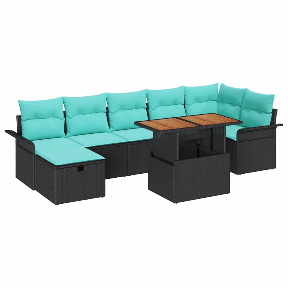 Ensemble de canapé de jardin 8 pc noir polyrotin