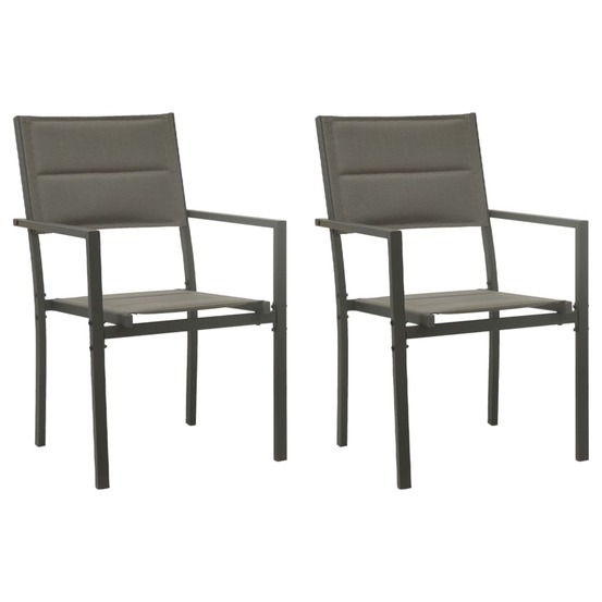 Chaises de jardin lot de 2 textilène acier gris et anthracite