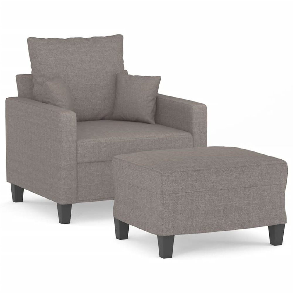 Fauteuil avec repose-pied taupe 60 cm tissu