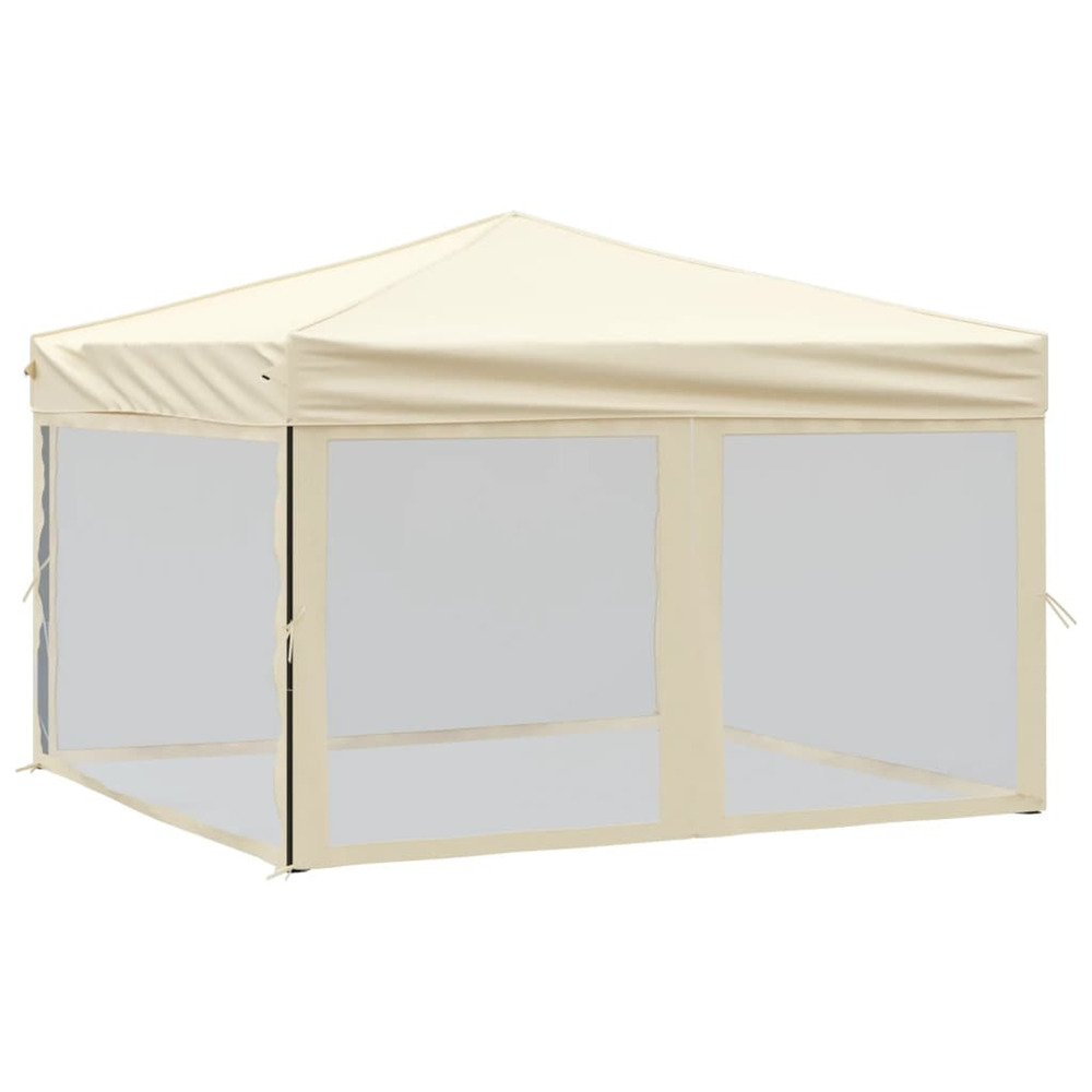 Tente de réception pliable avec parois crème 3x3 m