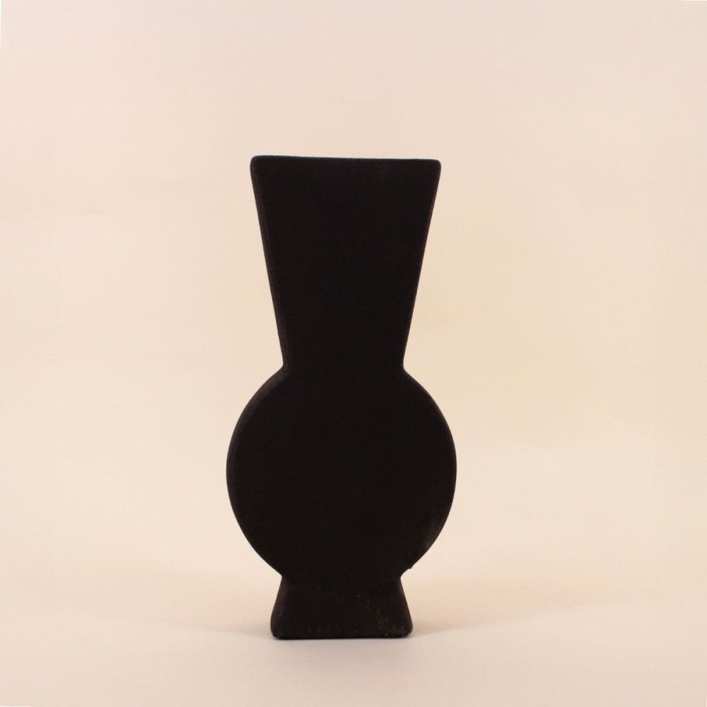 Vase design géométrique en grès, h38cm