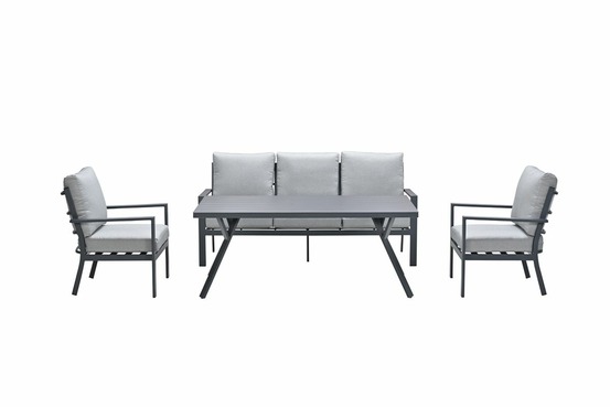 Ensemble salon de jardin sergio - table haut - 4 pièces-noir- gris clair
