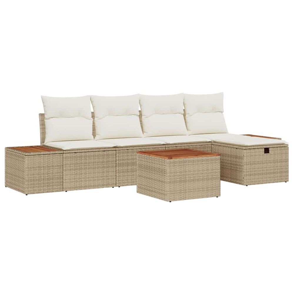 Ensemble de canapé de jardin 6 pc beige polyrotin