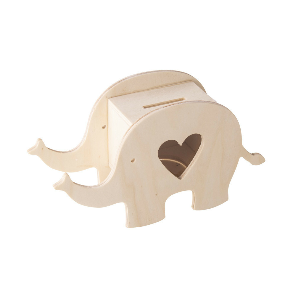Tirelire en bois eléphant à customiser