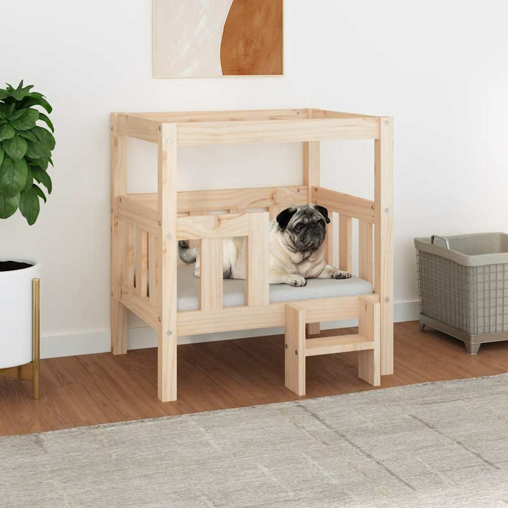 Lit pour chien 65,5x50,5x70 cm bois de pin solide